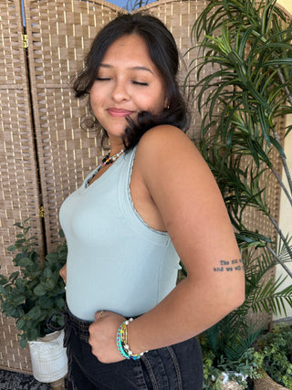 Beyond Basics Ribbed Knit Tank SAGE GREEN