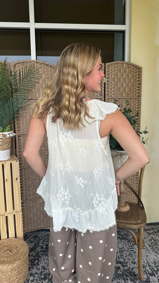 Alternate view of Take Me On Tour Lace Ruffle Vest Top
