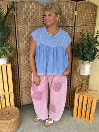 Get This Party Started Blue Top OVERSIZED
