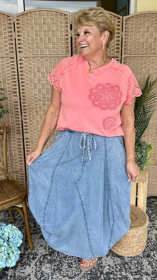 Alternate view of Country Roads Take Me Home Denim Tencel Skirt
