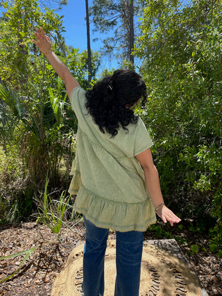 Alternate view of Green Ruffle Bottom Top
