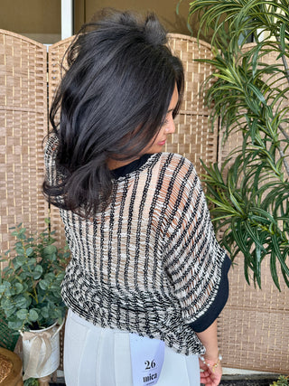 Alternate view of POL Passport Ready Black Ladderback Sweater Top
