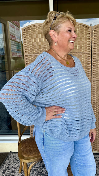 Alternate view of Oh Bouy! BLUE Slouchy Sweater Top
