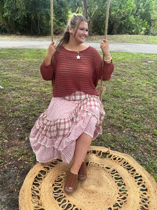 Alternate view of Jolene Pink Plaid Ruffle Skirt
