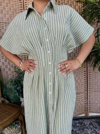 Alternate view of Summer in Sage Button Front Dress

