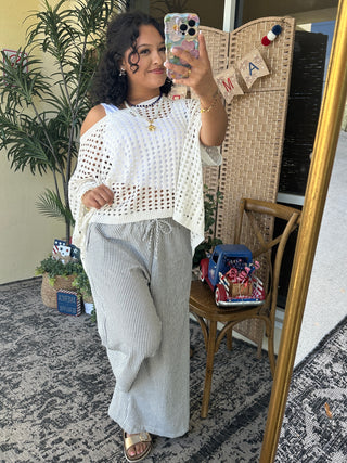 Alternate view of Headed to the Hamptons Seersucker Wide Leg Pants
