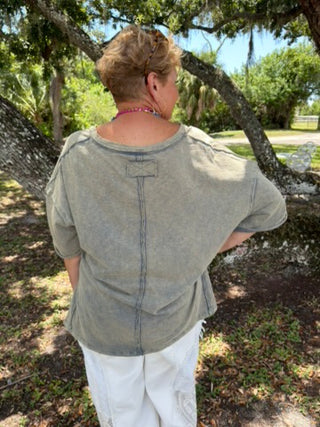Vintage Wash FADED NAVY VNeck Top OVERSIZED
