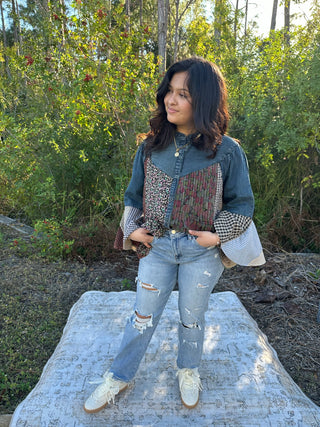 MICA T3014 Jean Med Wash High Rise Straight Leg Distressed