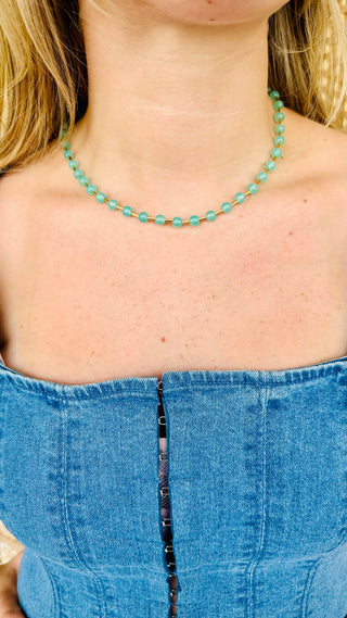 Turquoise Glass Bead Magnetic Necklace
