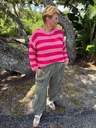 Sugar Rush PINK Striped Sweater
