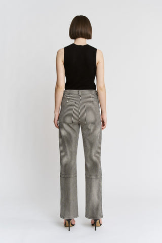 MICA T3568BT Super High Loose Fit Straight Black Striped Jeans