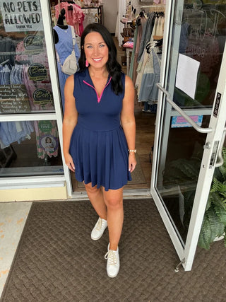 Jess Lea Pep Squad Navy & Neon Pink Tennis Dress