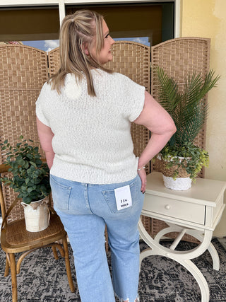 Alternate view of White Dolman Sleeve Slub Sweater Top
