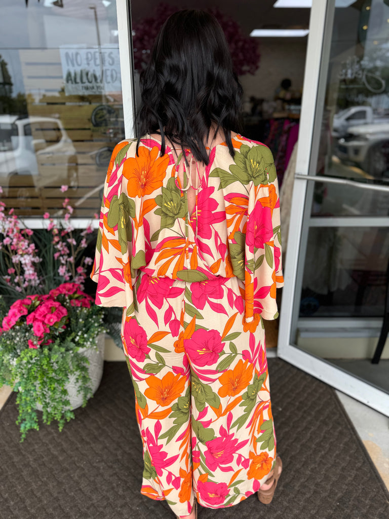 Easel - Dolman Slv Wide Leg Floral Print Jumpsuit - The Gypsy Belle Boutique