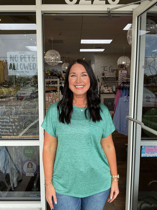 Women's Sew In Love Relaxed Fit Shimmer Top in two color options, perfect for a chic and comfortable look.