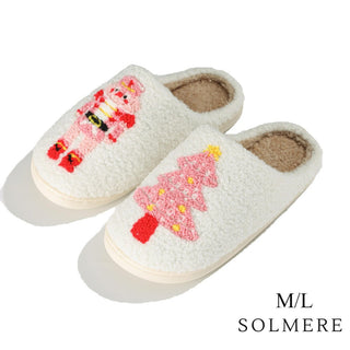 Plush Pink Nutcracker Slide On Slippers