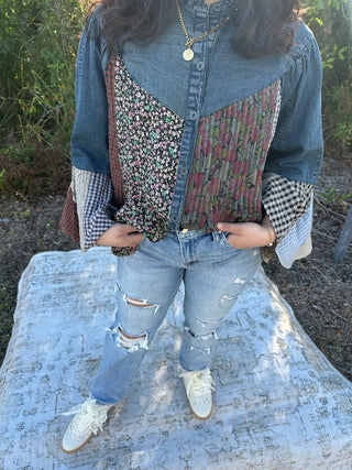 MICA T3014 Jean Med Wash High Rise Straight Leg Distressed