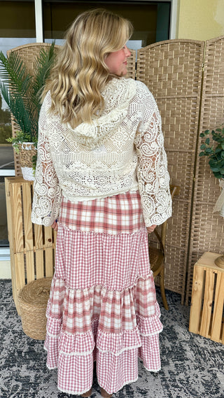 Natural Woman Crochet Hooded Top

