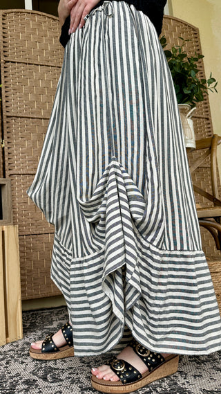 Alternate view of You Got It BLACK Stripe Tie 'Em Up Pants
