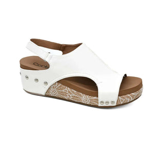 CORKYS Volta II White Floral Wedge Sandal, Size 9, featuring colorful floral pattern and comfortable design on final sale.