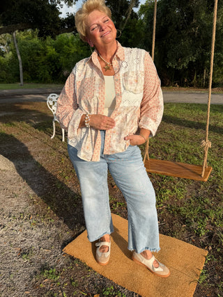 Alternate view of Can't Love You Anymore POL Patchwork Top OVERSIZED

