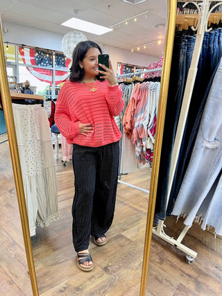 Alternate view of Oh Bouy! CORAL Slouchy Sweater Top

