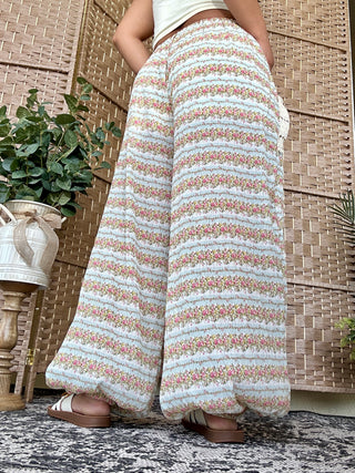 Alternate view of POL Aqua & Peach Spring Floral Pants
