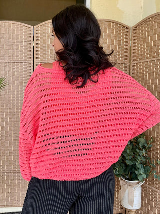 Alternate view of Oh Bouy! CORAL Slouchy Sweater Top
