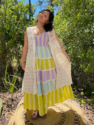 POL Natural Crochet Gypsy Vest Top