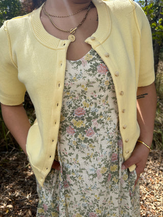 Butter Yellow Classic Cardigan Top