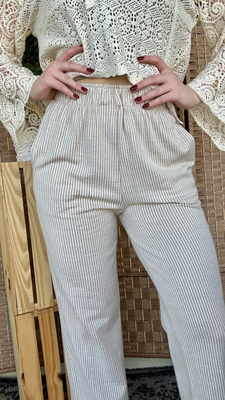 Coastal Taupe Stripe Gypsy Fit Pants
