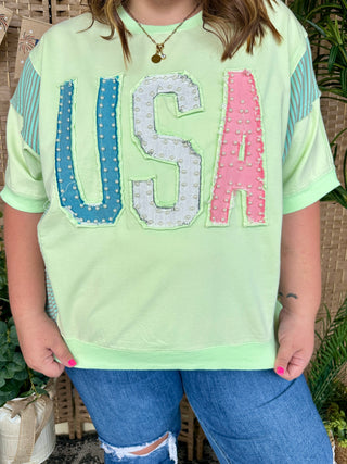 Alternate view of USA Pearl Melon Terry Top Oversized
