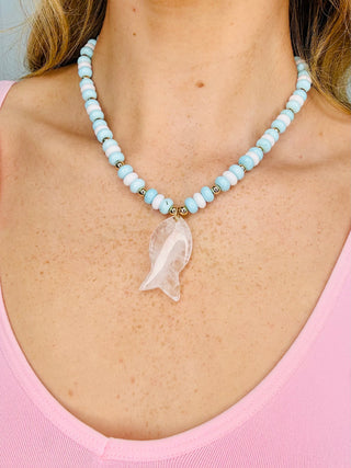 Sweet-ish Fish Necklace Blue & White
