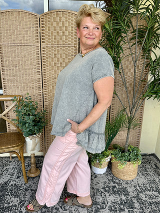 Alternate view of Charcoal Ruffle Bottom Top
