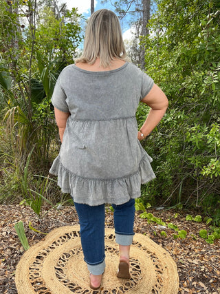 Alternate view of Charcoal Ruffle Bottom Top
