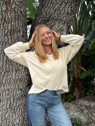 Sure Thing Natural Long Sleeve Top
