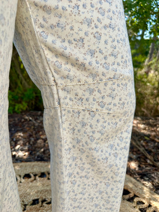 Alternate view of Cream & Ditzy Blue Floral Gypsy Fit Button Fly Pant
