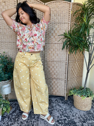 Alternate view of Build Me Up Buttercup Gypsy Fit Yellow Dotted Pants
