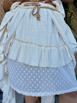 Wagon Wheel Ivory Hi-Lo Skirt