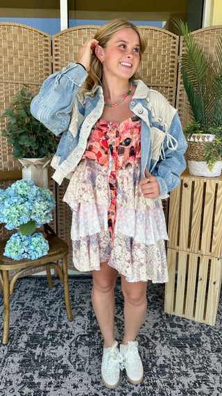 Alternate view of POL Peach & Lace Layer Dress
