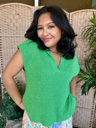 Alternate view of Kelly Green Dolman Sleeve Slub Sweater Top

