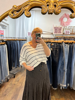 Young Threads Charcoal Asymmetrical Maxi Skirt Curvy