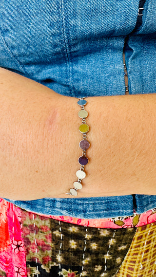 Silver Dot Disc Magnetic Closure Bracelet
