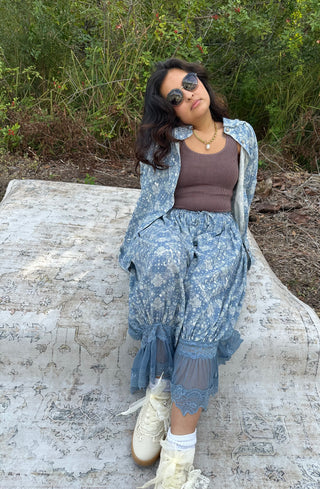 Oli & Hali Blue Paisley Splatter Long Sleeve Top