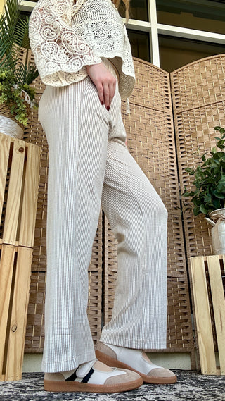Coastal Taupe Stripe Gypsy Fit Pants
