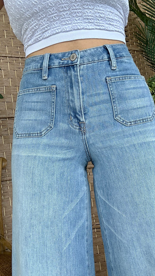 Alternate view of MICA W3714MB Hi Rise Patch Pocket Wide Leg Jeans
