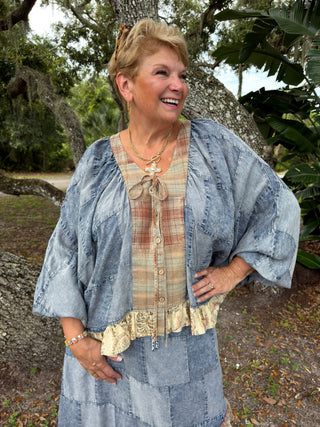I'm the Problem Patchwork Ruffle Top
