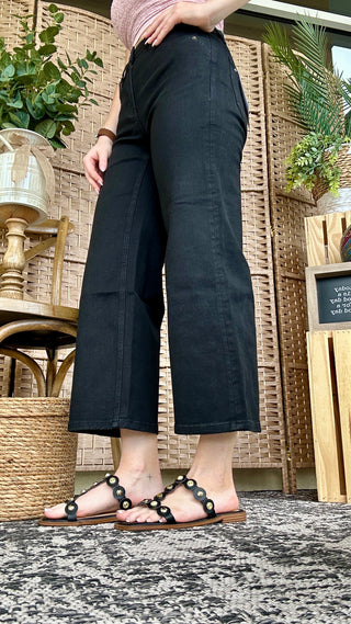 MICA W3867BK BLACK Hi Rise Wide Leg Jeans
