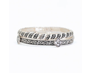 Silver Stackable Cuff Stretch Bracelet