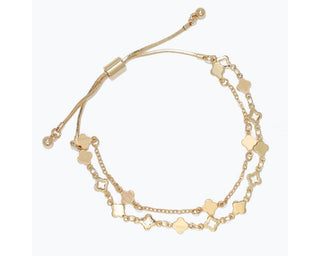 Gold Clover & Snake Chain Set Bracelet